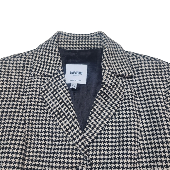 Moschino Houndstooth White & Black Wool Blend Blazer - Picture 8 of 11